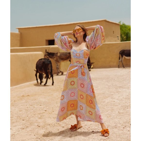 Sundress Dresses & Skirts - NWT Sundress linen patchwork bandana print Emilia long midi maxi dress